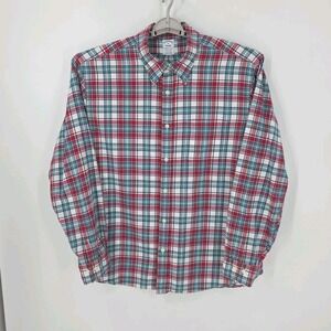 Brooks Brothers Men's XL Plaid Button  Shirt Regular Cotton /Wool Blue Red Check